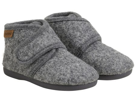 En Fant Dark Gray Melange Uldfutter Velcro Online Hot Sale