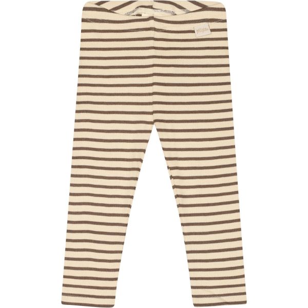 Petit Piao Chocolate Brown Dark Off White Leggings Modal Striped For Discount