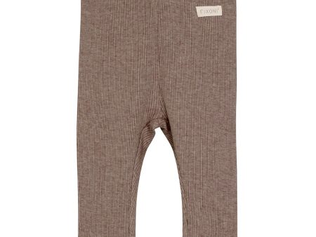 FIXONI Deep Taupe Leggings Mélange Rib Online now