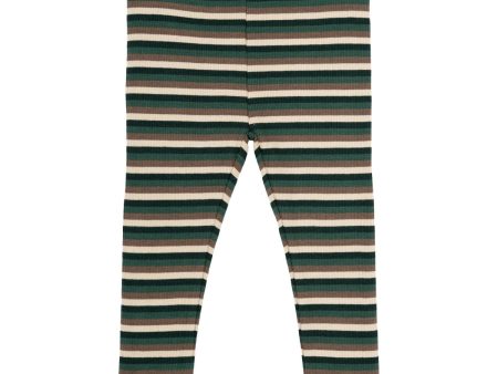 Petit Piao Emerald Green Multi Stripe Leggings Modal Multi Striped Cheap