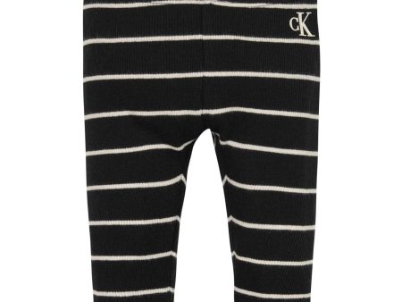 Calvin Klein Ck Black  Whitecap Gray Stripe Striped Rib Legging Sale