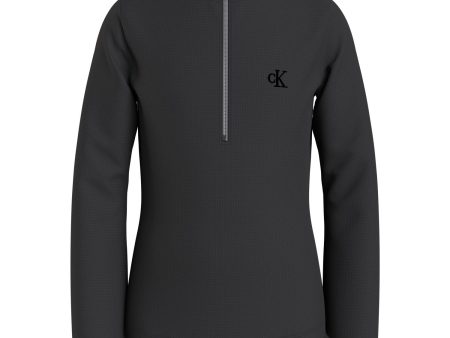 Calvin Klein Ck Black Waffle Jersey Zip Up Sweatshirt Online Sale